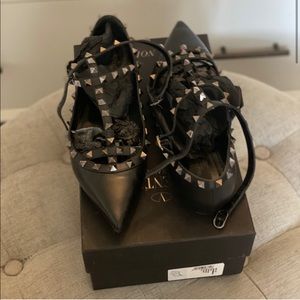 Valentino Noir Rockstud Caged Flats size 40